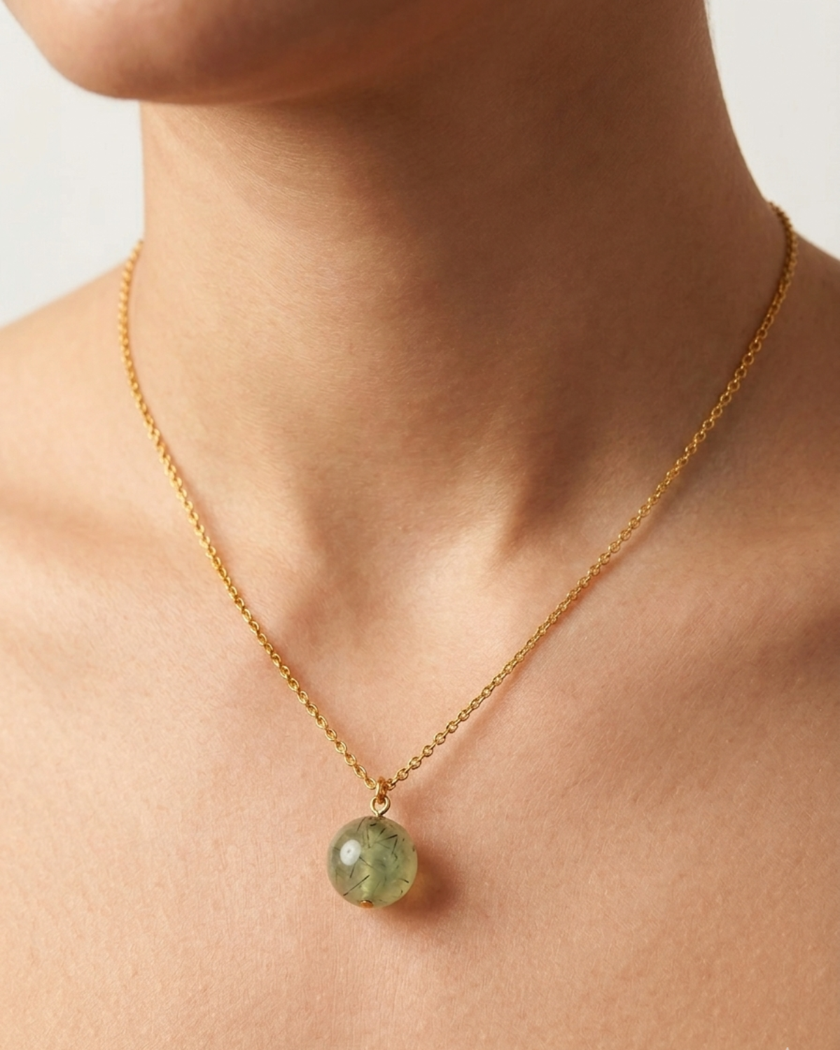 August Birthstone Necklace- Prehnite