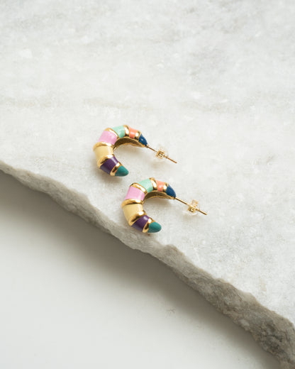 Croissant Enamel Earrings