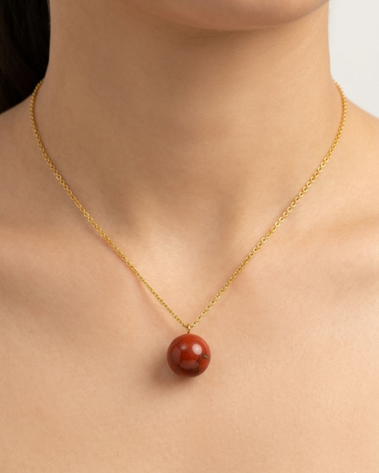 July Birthstone Necklace- Red Jasper
