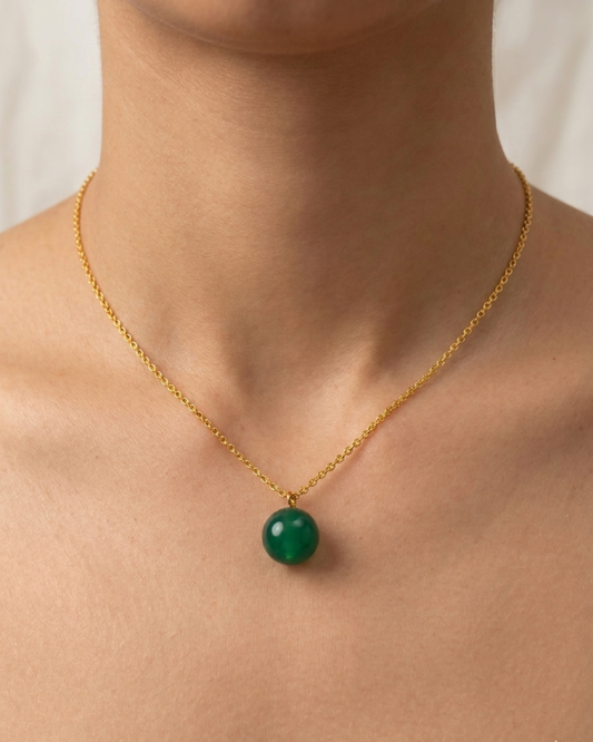 May Birthstone Necklace- Green Onyx